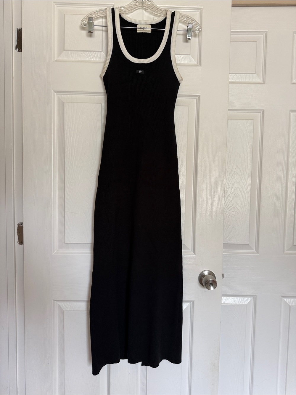 DISSH Black White Piping Knit Midi Dress XS